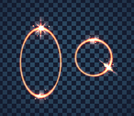 Oval and Round Frames, Adorned With Sparkling Lights, Emanate A Mesmerizing Glow, Ethereal Magical Bordersのイラスト素材