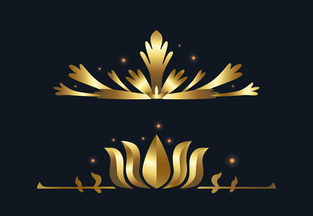 Gold Glowing Vector Decorative Elements, Opulent And Sophisticated Dividers Evoking Timeless Eleganceのイラスト素材
