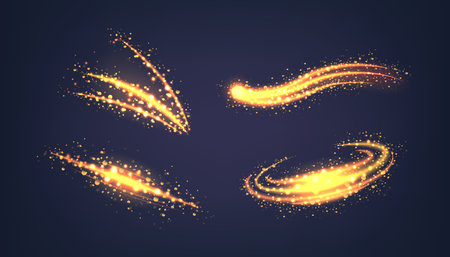 Sparkling Light Waves In Graphic Elements Vector Set, Embody Luminous Elegance, Weaving Dynamic Brillianceのイラスト素材