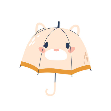 Adorable Umbrella For Children, Featuring Vibrant Colors And Playful Animal Design. Perfect For Keeping Little Onesのイラスト素材