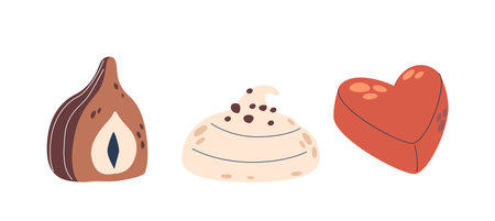 Chocolate Candies, Delightful Treats Combining Rich, Creamy Cocoa With Various Fillings Like Nuts, Caramel, Or Fruitのイラスト素材