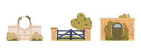 Wooden Fences And Gates, Exude Timeless Charm, Natural Warmth, Adds Rustic Elegance To Space, Eco-friendly Ranchのイラスト素材
