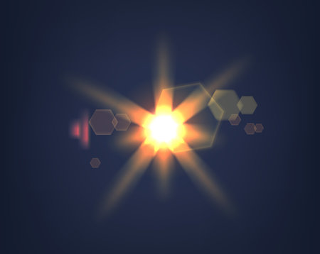 Radiant 3d Vector Sunrise Casts A Dazzling Glare, Painting The Sky With A Magical Array Of Glowing Hues And Beamsのイラスト素材