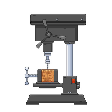 Drilling Machine Tool Is Used To Create Or Enlarge Holes In Various Materials, Utilizing A Rotating Cutting Toolのイラスト素材