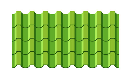 Green Roof Tile, Durable, Weather-resistant Material, Made From Metal Used To Cover Roofs, Providing Protectionのイラスト素材