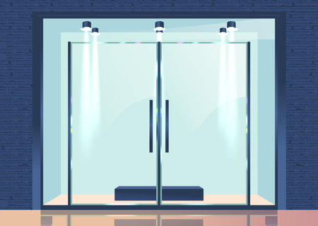Glass Doors, Transparent Entrance To Store, Or Office Building, Inviting Visitors Inside While Allowing Natural Lightのイラスト素材