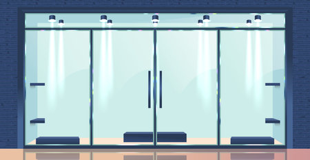 Glass Door, Transparent Entrance To A Store Or Office Building, Offering Visibility And Modern Aesthetics, 3d Vectorのイラスト素材
