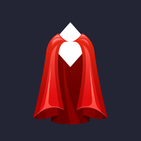 Red Cape With Frame. Crimson Superhero Cloak, Flowing With Power And Mystery, With A Rhombus Shaped Emblemのイラスト素材