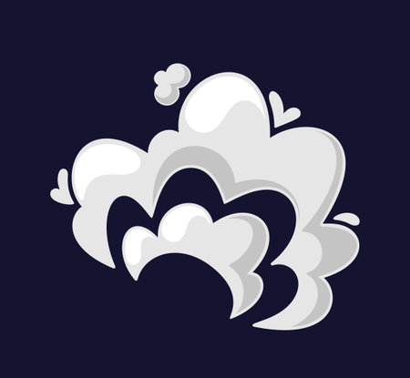 Cartoon Cloud Of Smoke, Vector Smog, Explosion, Traffic Or Cigarette Fume. Comic Book Boom Effect, Bomb Explosionのイラスト素材