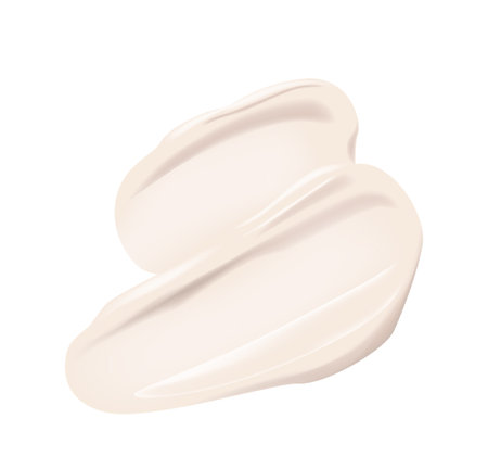 Cream Stroke, White Creamy Cosmetic Product, Isolated 3d Vector Brush Smear, Realistic Sample Of Moisturizing Lotionのイラスト素材