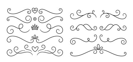 Retro-style Decorative Text Dividers Evoke A Nostalgic Vibe With Intricate Swirls, Floral Patterns, And Vintage Motifsのイラスト素材