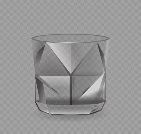 Clear, Cylindrical Drinking Glass with Crystal Surface, Made Of Durable, Transparent Glass With A Smooth Rimのイラスト素材