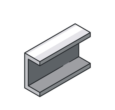 Metallic Beam Or Girder With Flange On The Top And Bottom, In Minimalist Gray Palette, Industrial Or Architectural Itemのイラスト素材