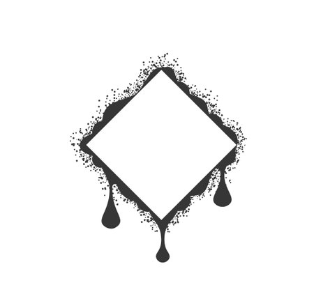 Striking Graffiti-style Rhombus Frame with Bold, Splattered Paint Drops And Prominent Blank Center For Text Insertionのイラスト素材