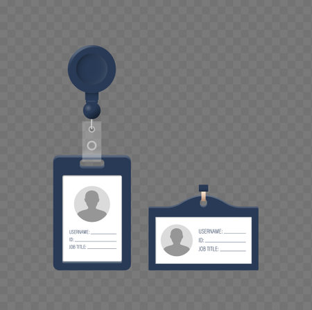 Isolated Realistic 3d Vector Two Professional Office Identity Badges, Featuring A Retractable Clip And A Pin Claspのイラスト素材