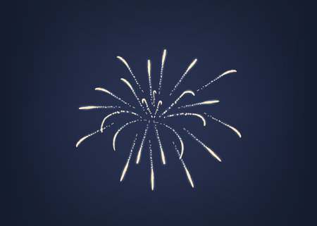 Beautiful White Fireworks Exploding In A Radiant Pattern Against A Dark Blue Sky Background, Symbolizing Celebrationのイラスト素材