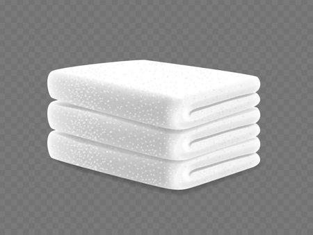 Neat Stack Of White Terry Towels Depicting Cleanliness, Personal Care,And Luxury, Freshness And Comfort, Realistic 3dのイラスト素材