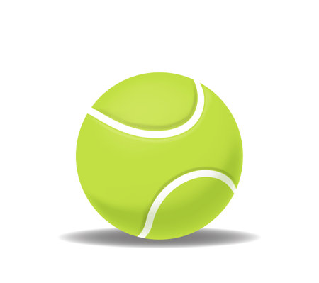 Green Tennis Ball Isolated On White, Sports-related Design For Articles And Marketing Materials. Realistic Vector Imageのイラスト素材
