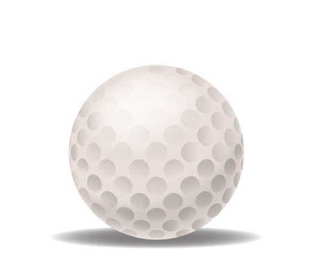 Realistic 3d Vector Golf Ball With Dimples Isolated On White Background. Sports, Golfing And Outdoor Activitiesのイラスト素材