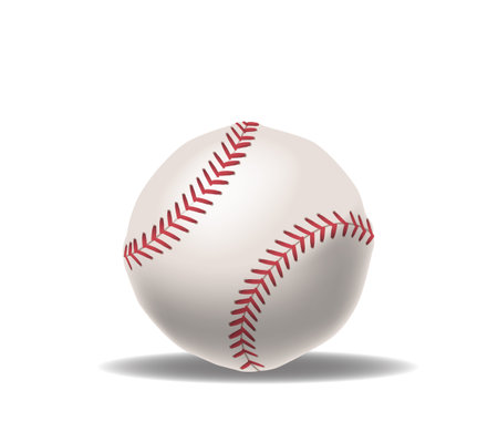 High-quality, Realistic 3d Vector Illustration Of A Classic Baseball With Red Stitching Isolated On White Backgroundのイラスト素材