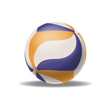 Colorful Volleyball Featuring Abstract Patterns With Purple, Gold, And White Colors Isolated On White Backgroundのイラスト素材