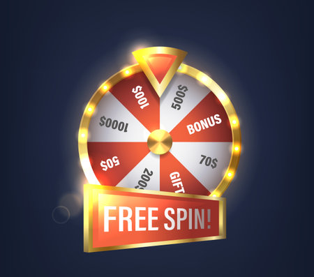 Wheel Of Fortune With A Free Spin Promotion. The Wheel Segments Offer Various Rewards Such As Money, Bonus, And Giftsのイラスト素材