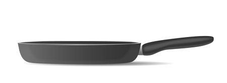 Realistic Illustration Of A Non-stick Frying Pan With A Handle Isolated On A White Backgroundのイラスト素材