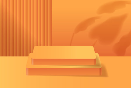 Minimalist Orange Podium With Realistic Shadows In Bright, Modern Setting. Clean Lines And Contemporary Aestheticのイラスト素材