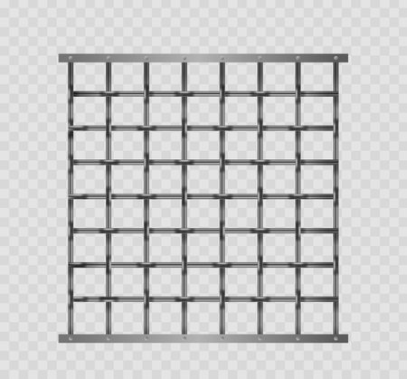 Detailed Close-up Image Of Metal Prison Bars Arranged In A Grid Or Mesh Pattern Isolated On Transparent Backgroundのイラスト素材
