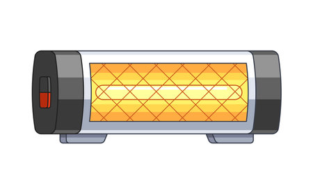 Electric Space Heater Showing Glowing Heating Elements Illustrating Winter Warmth And Comfort. Vector Illustrationのイラスト素材