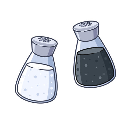 Salt and pepper shakers pair of containers with seasoning for cooking isolated on white backgroundのイラスト素材
