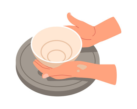Hands making clay pot vector illustrationのイラスト素材
