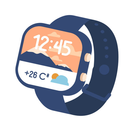 Smart watch with weather appのイラスト素材