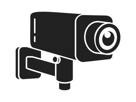 Black security camera sign vector illustrationのイラスト素材