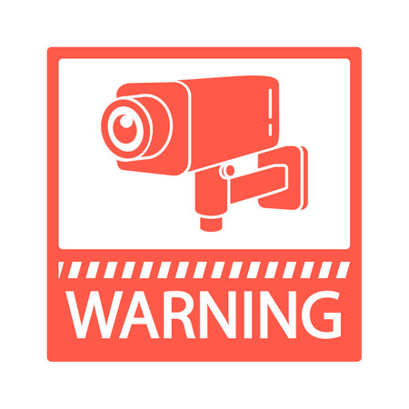 Warning cctv camera red signのイラスト素材