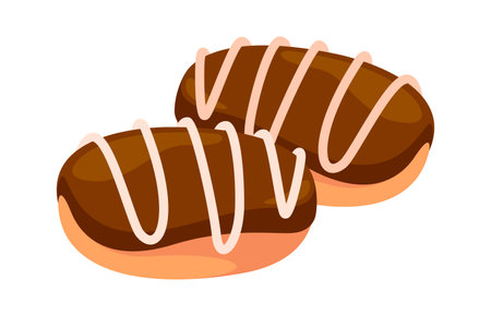 Eclair with chocolate icing vector illustrationのイラスト素材
