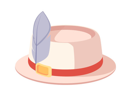 Cartoon hat with feather vector illustrationのイラスト素材