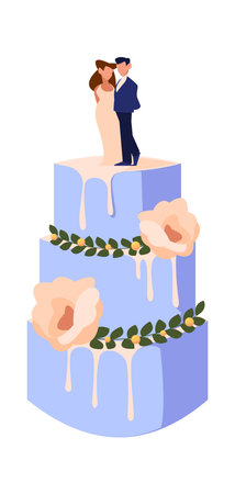 Cartoon wedding cake vector illustrationのイラスト素材