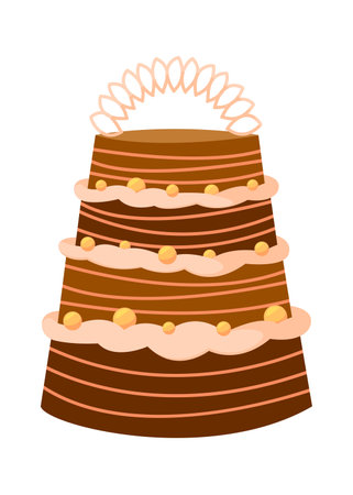 Stacked wedding cake dessert vector illustration