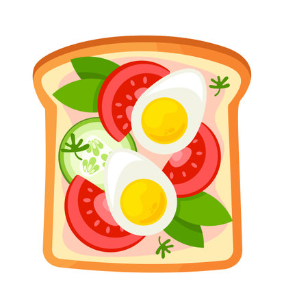 Sandwich with boiled eggs, vegetablesのイラスト素材