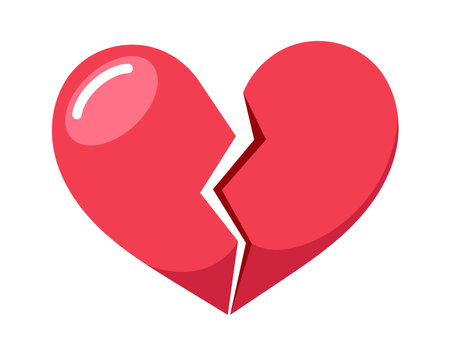 Red broken heart vector illustrationのイラスト素材