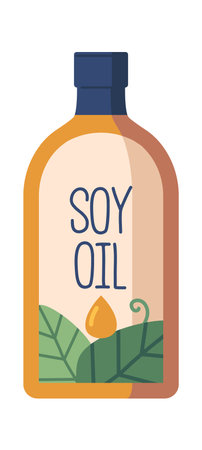 Soy oil in glass bottleのイラスト素材
