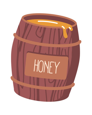 Wooden barrel of honey vector illustrationのイラスト素材