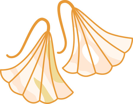 Golden earrings with flower designのイラスト素材