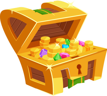 Chest with precious stones moneyのイラスト素材