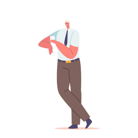 Happy Male Character Holds Glass Filled With Refreshing Water In Hand. Man Quenching Thirst And Providing Hydrationのイラスト素材