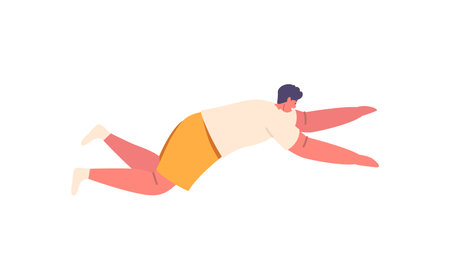 Kid Soars Through The Air With Joy And Excitement, Experiencing The Thrill Of Flight, Or Falls Isolated on Whiteのイラスト素材