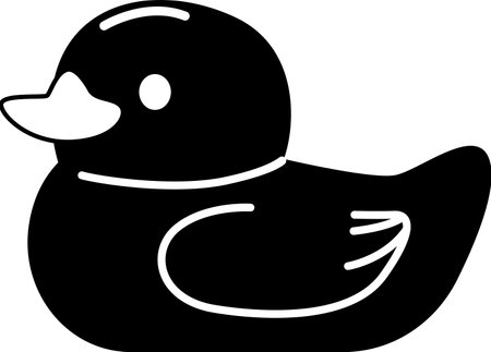 Rubber duck bath toy black-and-whiteのイラスト素材