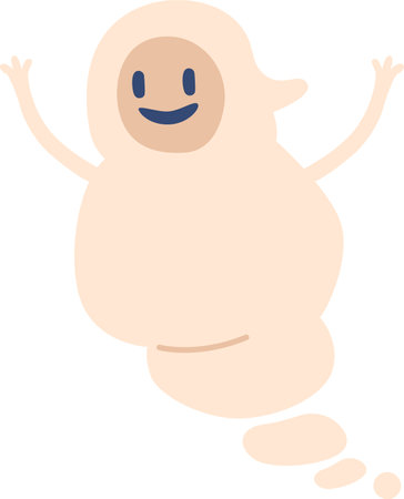 Smiling cartoon halloween ghost vector illustrationのイラスト素材