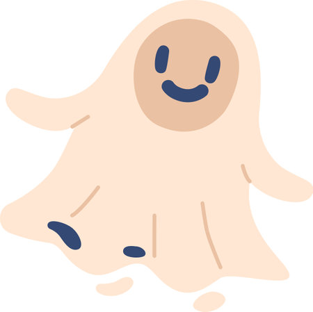 Creepy smiling halloween ghost vector illustrationのイラスト素材
